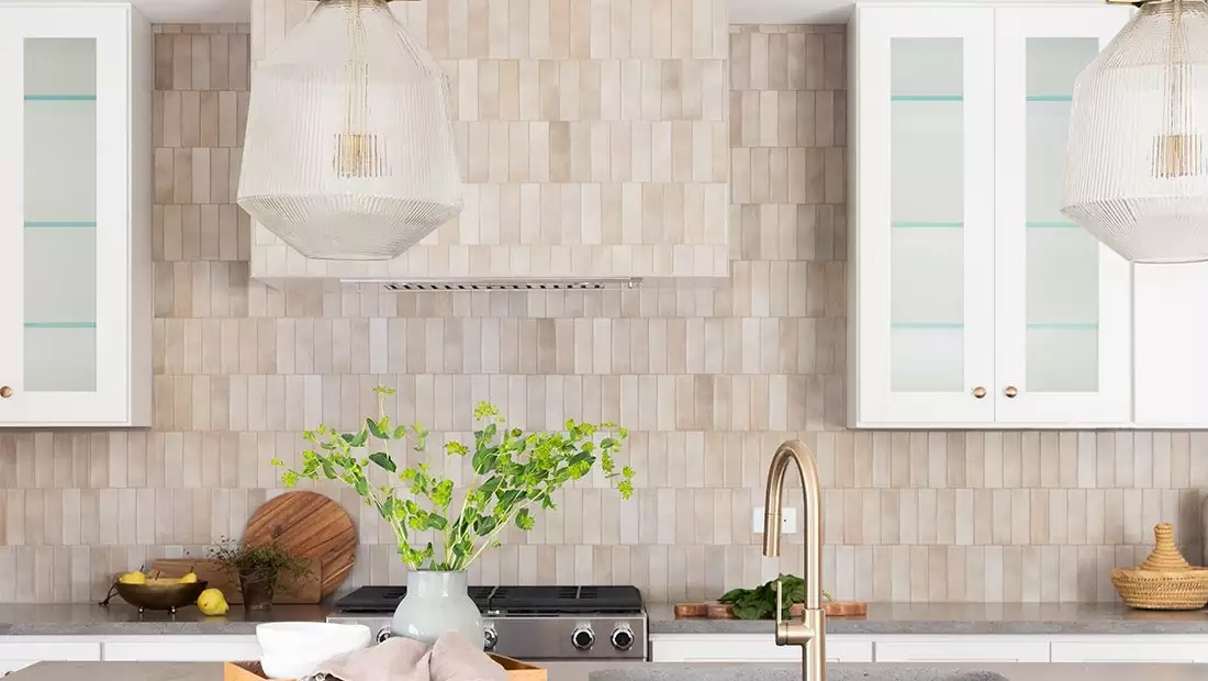 Kitchen Area featuring Zellige-Styled Tile Backsplash